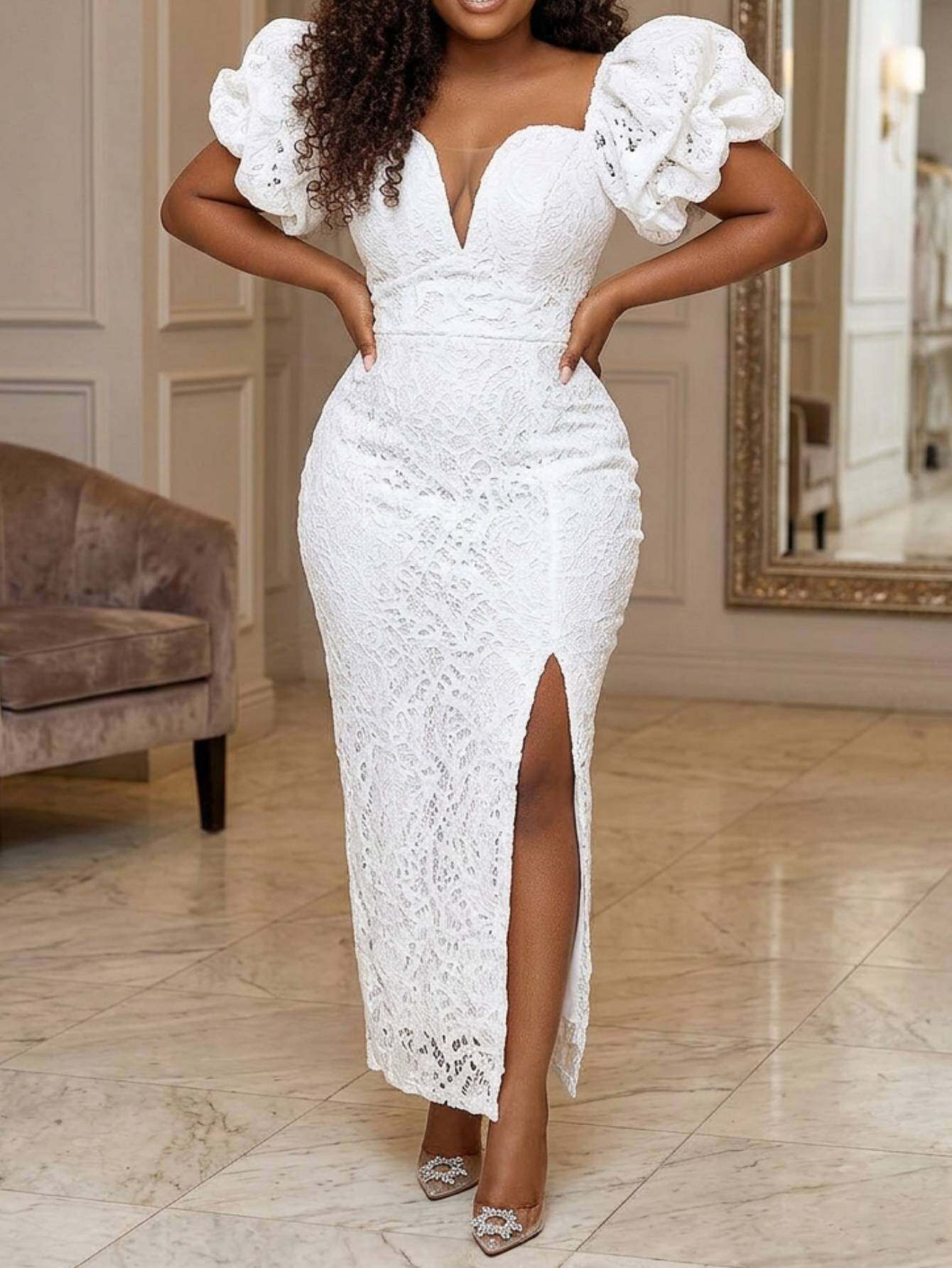 white lace dresses for women sold on Temu United States
