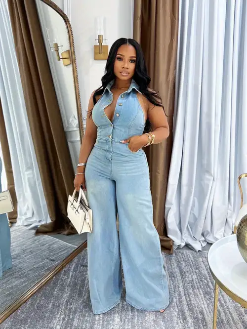 Denim Overall Dress Knee Length Easel Loose Fit Jumpsuit Vintage Denim/L Clothing, Shoes Jewelry Denim Overall Dress Knee Length Easel Loose Fit Jumpsuit Vintage Denim/L Clothing, Shoes Jewelry