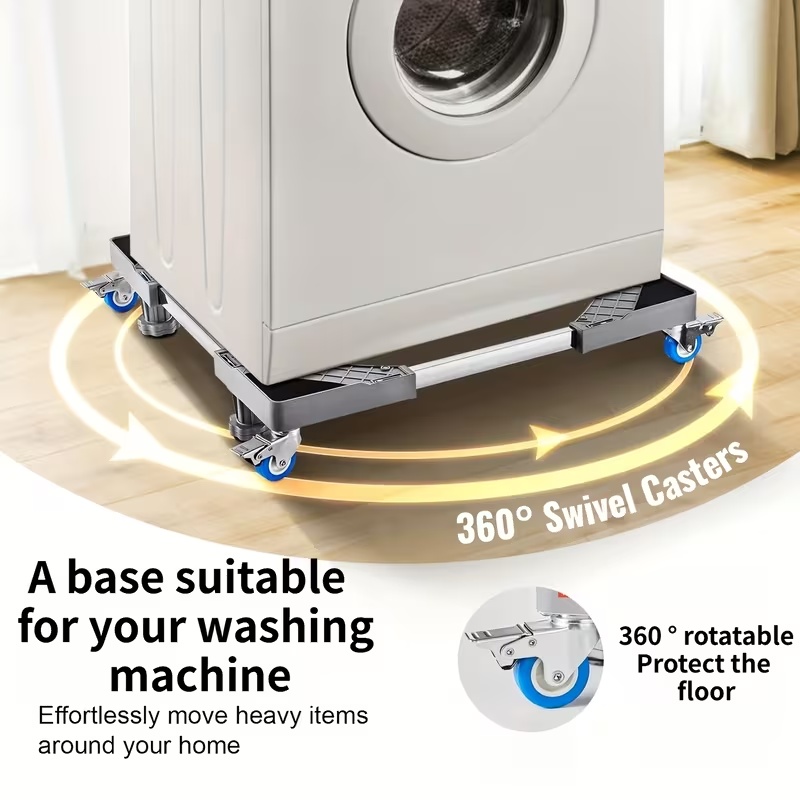 heavy duty metal washing machine stand with wheels adjustable furniture   suitable for moving washing machines furniture refrigerators and dryers Product details 5