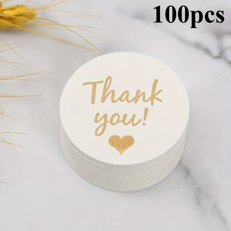 TEMU 50pcs/100pcs Thank You Cards Suitable For Parties, Weddings, Christmas - Elegant Black Round Gift Tags With Heart Cutouts, Durable Paper Cards