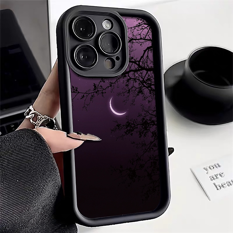 TEMU Phone Case - Crescent Branch Pattern Phone Case For Iphone 16promax 16plus 16pro 16 15promax 15plus 15pro 15 14promax 14plus 14pro 14 13promax