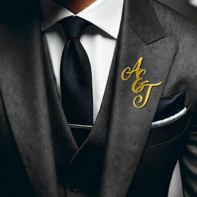 Stylish Wedding | Gifts For | Custom Initial Brooch For Men