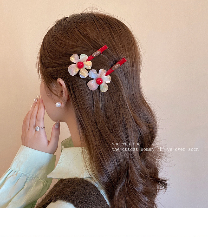2pcs korean style 2025   colorful flower hair clips for with bangs and fringe hair accessories hair clips for women hair clips for teens Product details 4