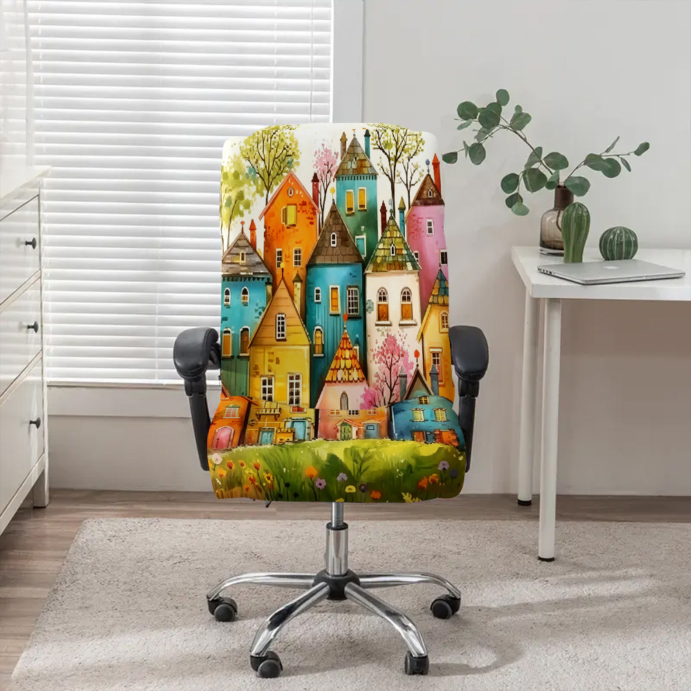 TEMU 1pc Fabric Chair Cover Compatible For Office, Gaming & Chairs - Elastic Detachable Cover With Zipper Closure, Machine Washable Suitable For
