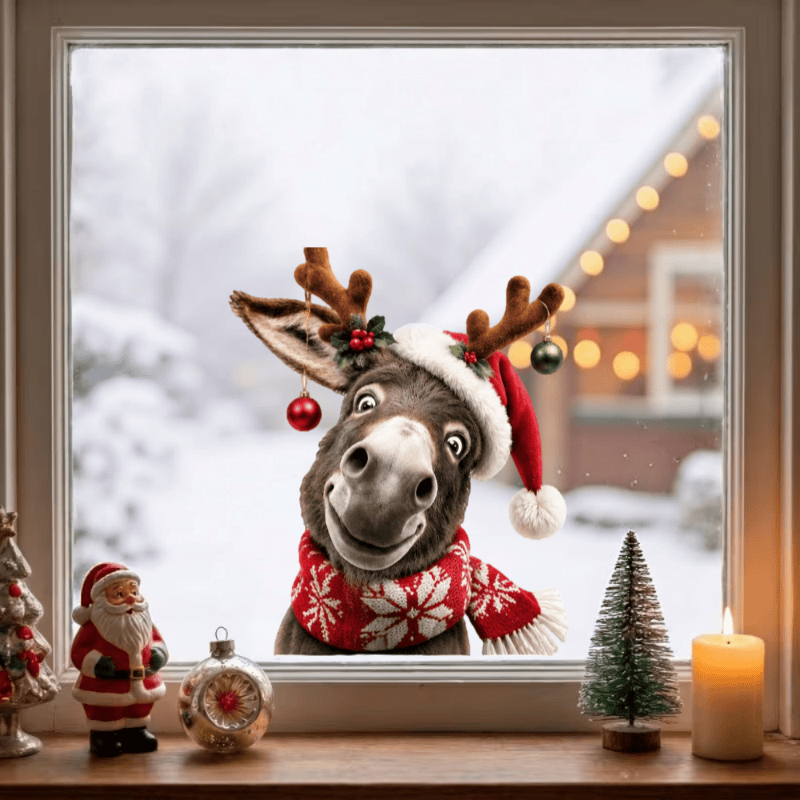 TEMU 2d Flat, Window Sticker, 1pc 2d Flat Printed Christmas Window Decal, Window Cutout, Glass Decal, Window And Door Decorative Sticker, Christmas