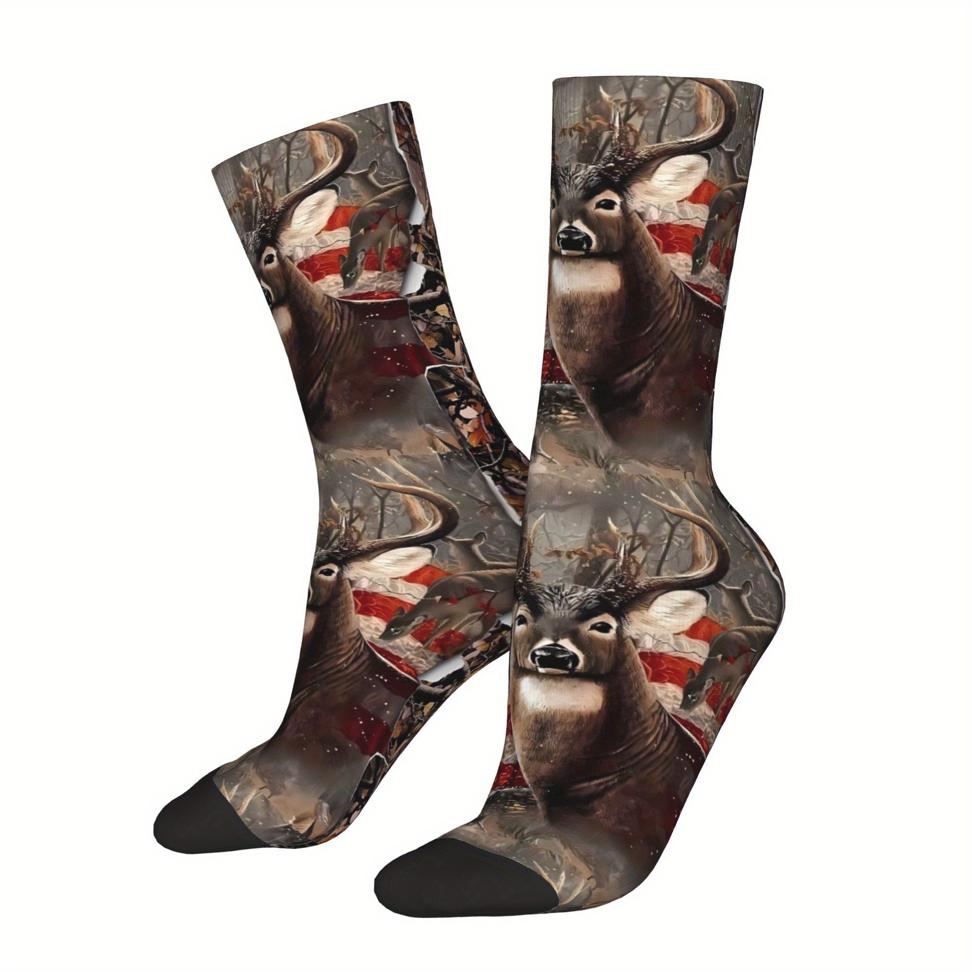 

1pc Deer Men's Novelty Socks Crew Sock Pattern Prints