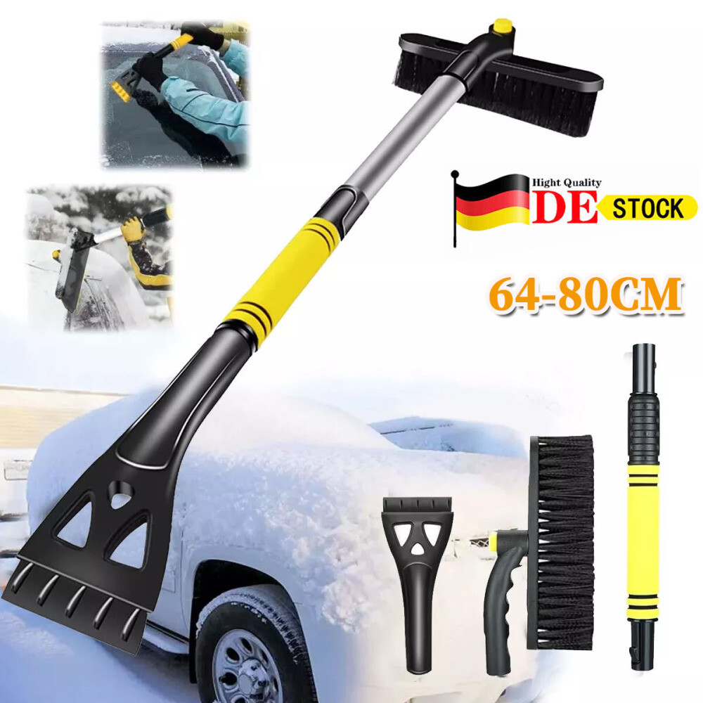 3-in-1 Extendable Car With Ice Scraper And Telescopic Pole, 64-80cm Rubber Non-slip Grip For Vehicle Care, Car Tool, Winter Car Care, Ergonomic Grip, , Durable Construction, Sturdy Handle