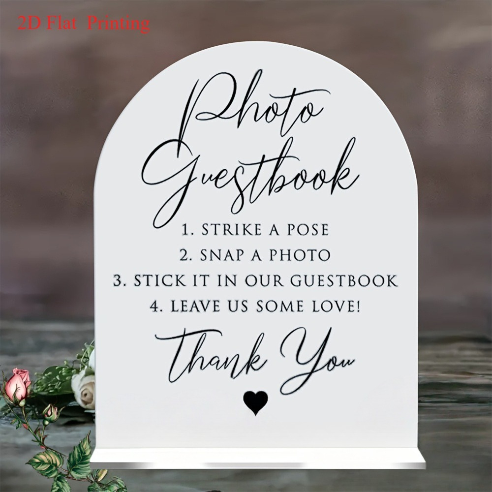 TEMU 2d Flat Printing Acrylic Guestbook: High-definition , Quality Texture! Four- For Guests To Pose, Capture Memories, Sign, And Leave Messages -
