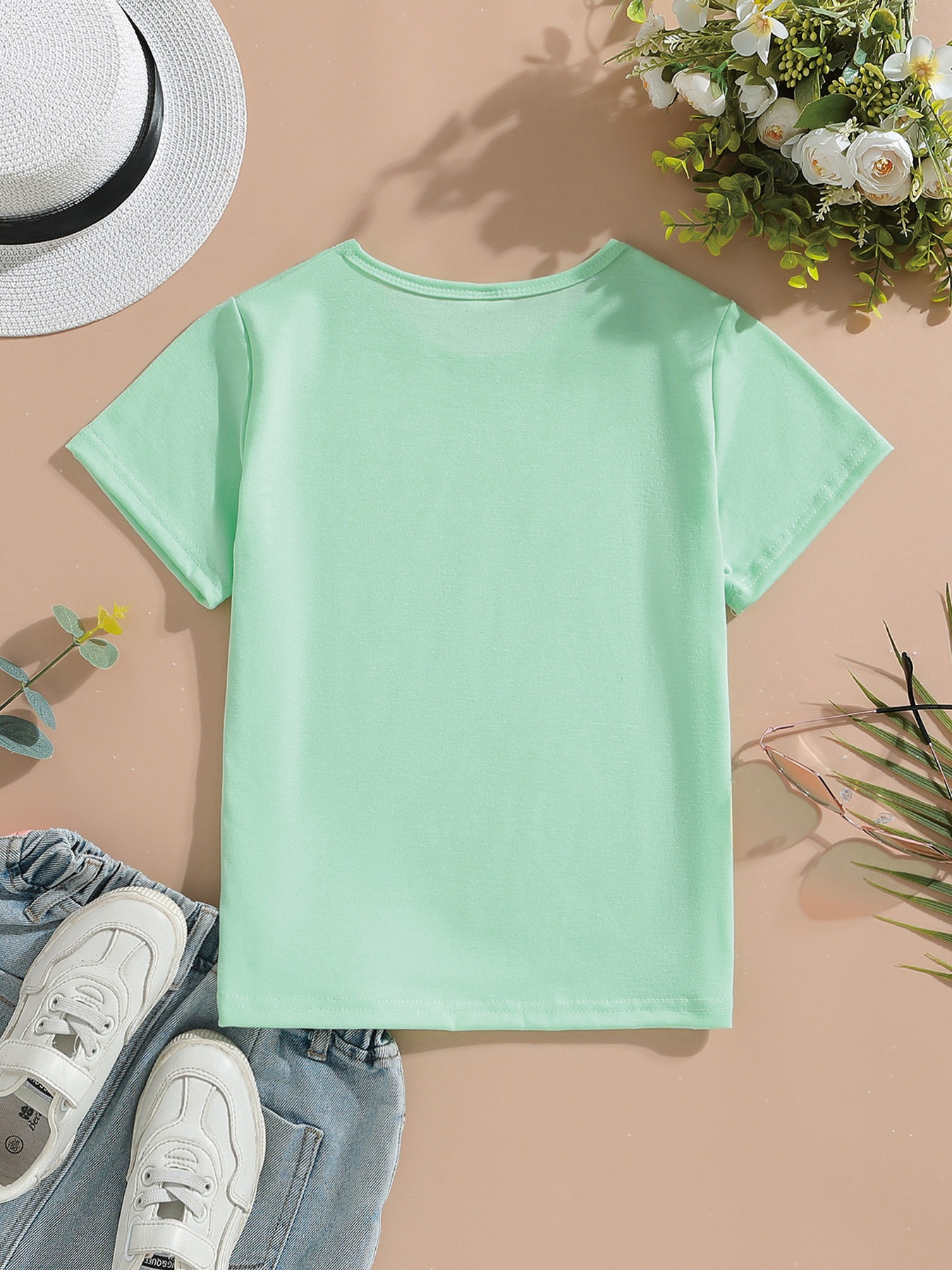 Girls' Casual Short-Sleeved T-Shirt with Random Prints
