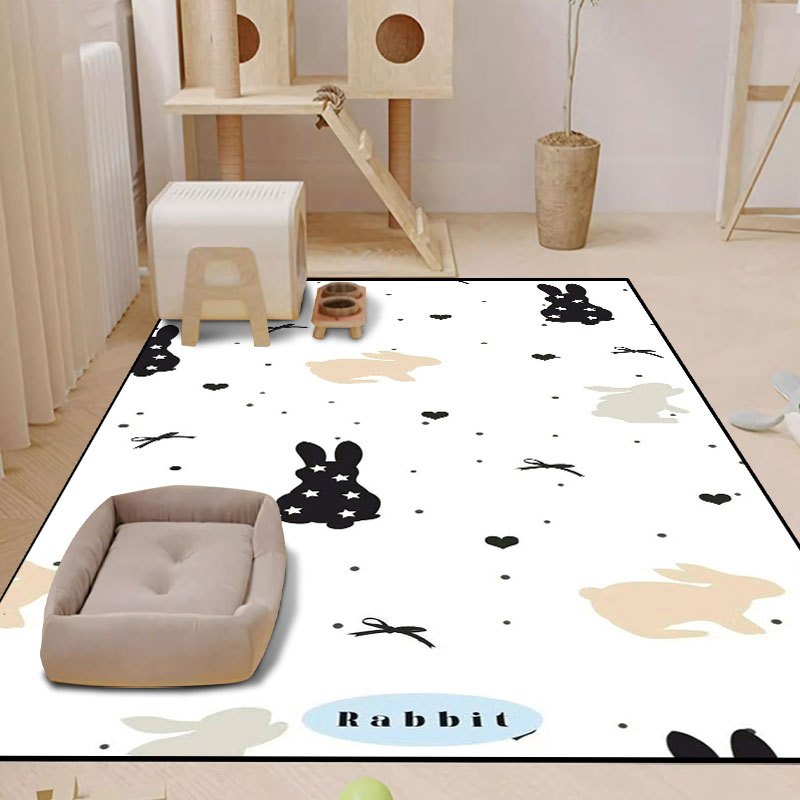 TEMU 1 tapis amusant pour cage de chien avec motif de lapin, tapis en flanelle pour cage d'animaux, tapis d'alimentation en flanelle pour animaux de