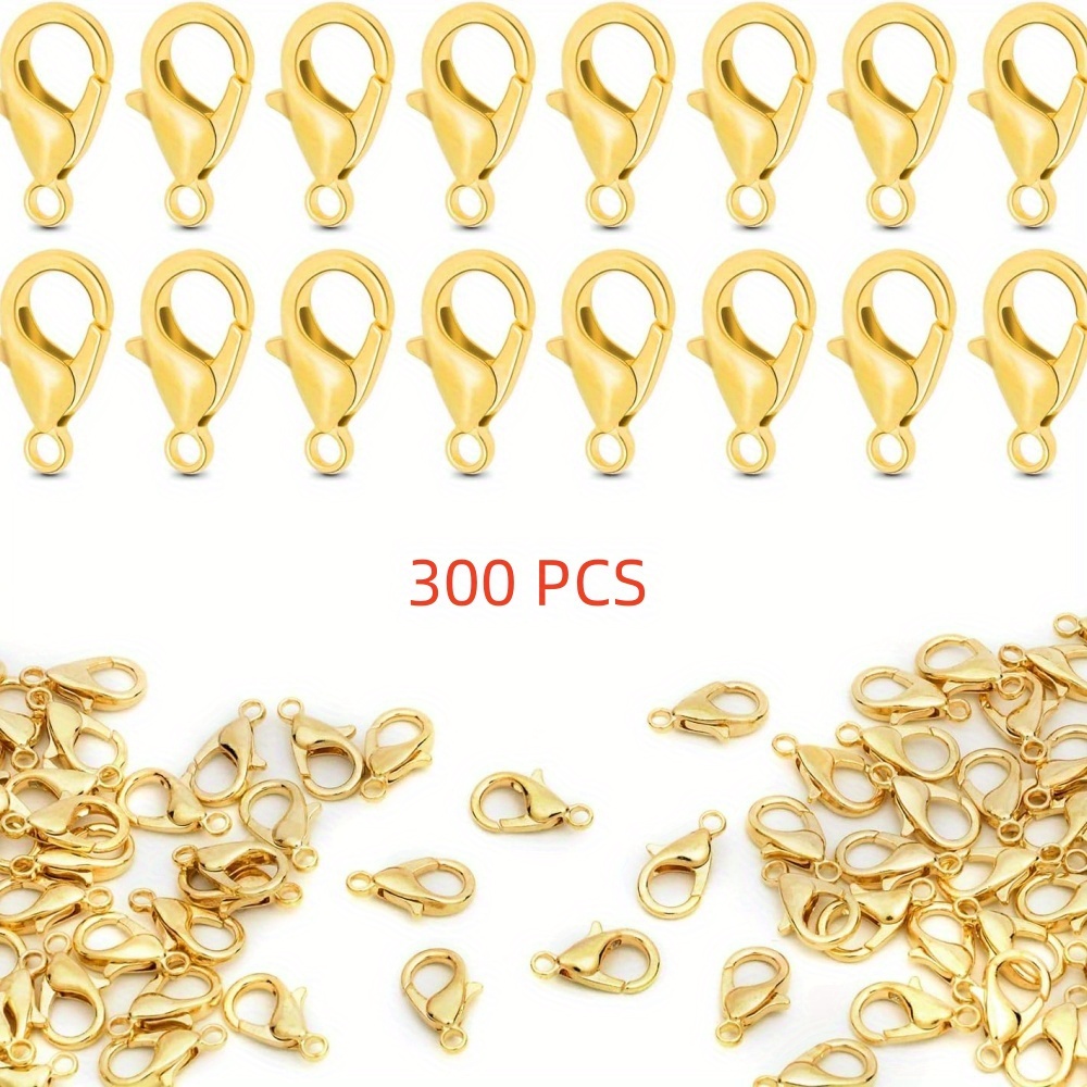 Image of 300pcs Lobster Clasp Metal Alloy Clasp Lobster Clip Handmade Necklace Bracelet Jewelry Golden/silvery