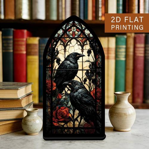 stained glass red rose bookend suitable for gothic shelf decor with flower book sign for bookshelf decoration housewarming christmas gift for book lovers office decorations 2d flat