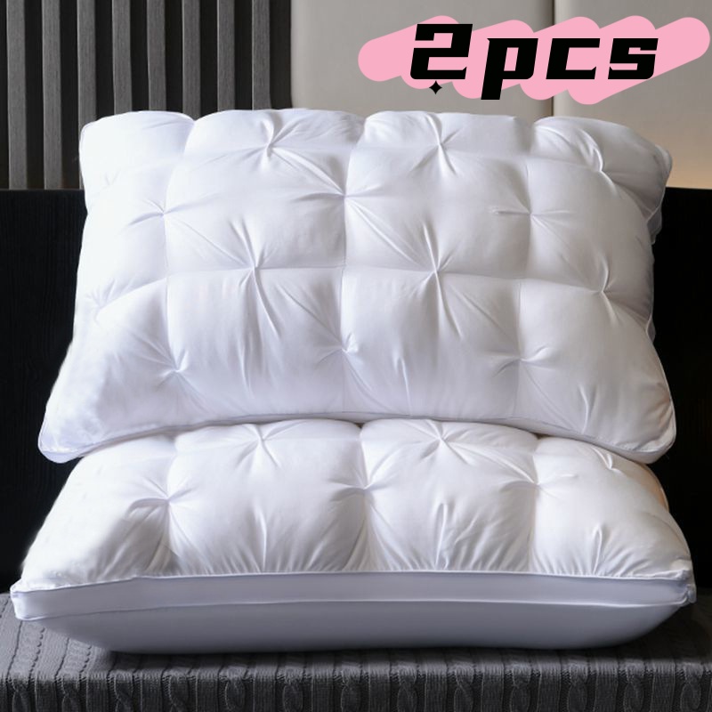 Image of 1/2pcs Of Luxurious Hotel - Designed For Deep Sleep With Neck Support, Featuring High-density, Non-flattening Covers Suitable For , White Satin And Filled With 100% Polyester