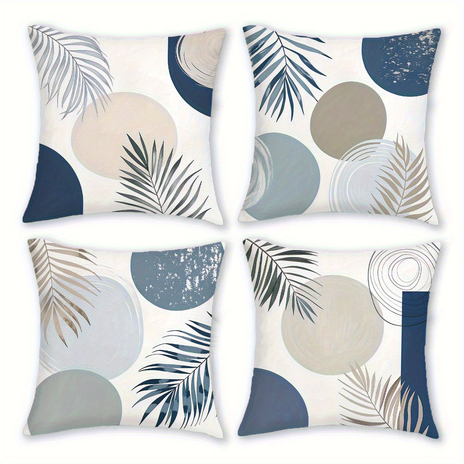 TEMU 4 housses de coussin à géométriques et feuilles avec fermeture éclair, adaptées pour les , patios, canapés et salons. Pour intérieur ou