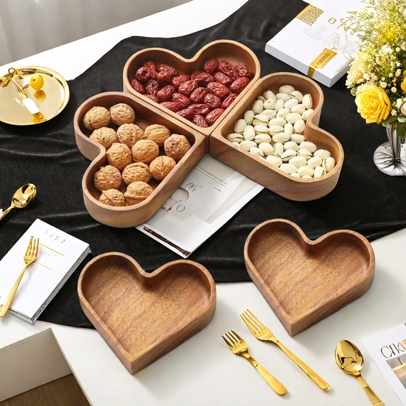 

1pc/2pcs/4pcs -shaped Serving Platter Set, Interlocking Fruit Trays, Wood Snack & Nut Display, Party & Festival Decor