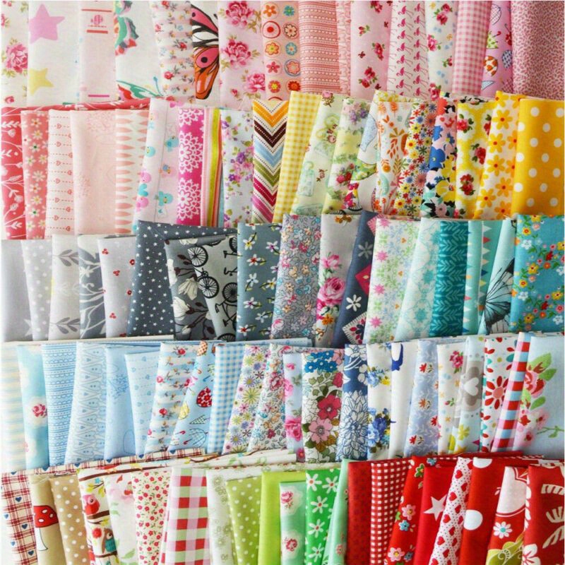 

50pcs Precut Floral Fabric Squares, 100% Patchwork Bundle, 10x10cm, Hand Wash Only, For Quilting, Sewing, And Crafts