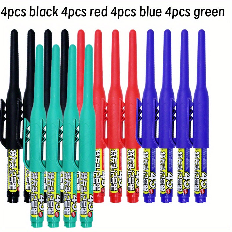Set Of 16 Marking Pens, 45mm In Length, Suitable For Deep Holes, In 4 Colors: Black, Blue, Red, And Green, Ideal For Ceramic Tile And Woodworking