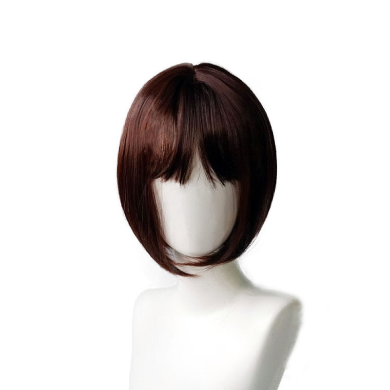 Brown Highlight Short Bob Wig With Side Bangs - Adjustable Breathable Mesh Full Wig Suitable For , Heat Resistant Synthetic Hair For Daily Wear, Cosplay, Costume Parties, Look Wig