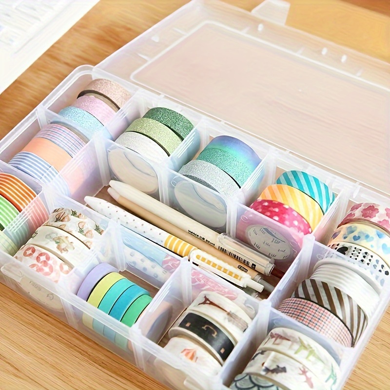 2pcs large transparent plastic storage box with 15 compartments suitable for beads jewelry   transparent plastic storage box for jewelry jewelry box bead organizer     rectangular container lightweight organizer sturdy construction compartment organizer home organizers craft enthusiasts jewelry boxes Product details 2