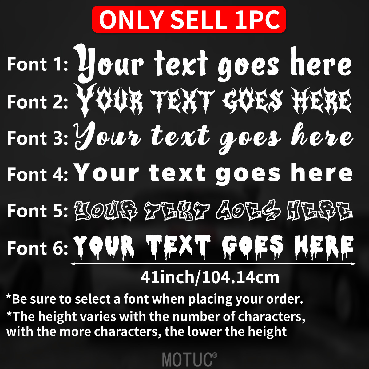TEMU 1pc 41-inch Custom Letter-themed Car Decal, Available In Multiple Personalized Fonts, Made Of High-quality Waterproof And Sun-resistant