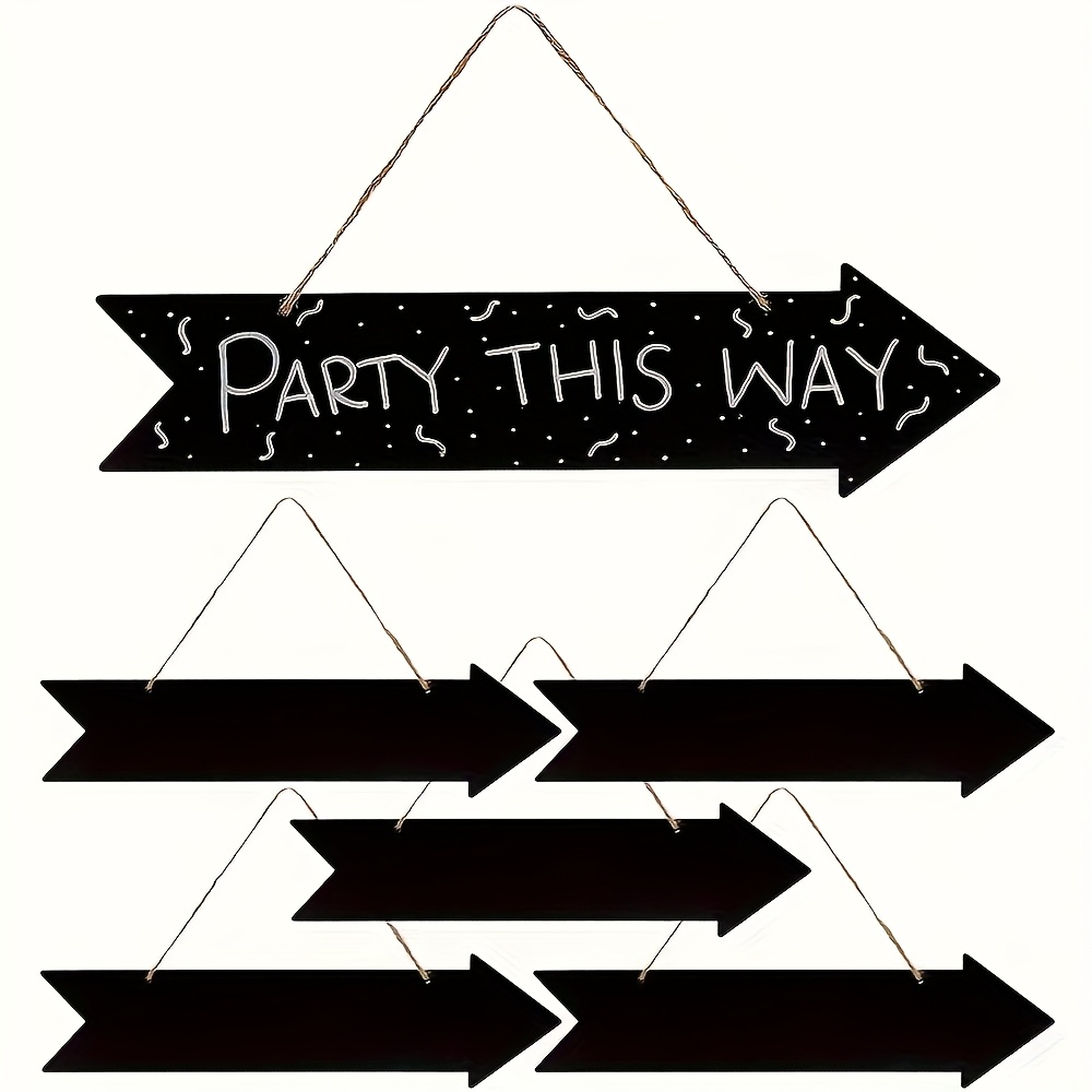 TEMU 5pcs Wooden Hanging Chalkboard Signs, Party Right Arrow Signs, Chalkboard Arrow Signs, Wooden Directional Signs For Home, Room, Living Room, And