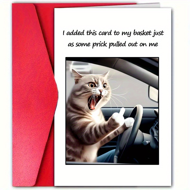 

1pc, Interesting Cat Birthday Card With Envelopes (12cm*18cm), Suitable For Sending Brother, Sister And Neighbor. Suitable For , Socializing, And Greeting. Driving. Creative Birthday Card