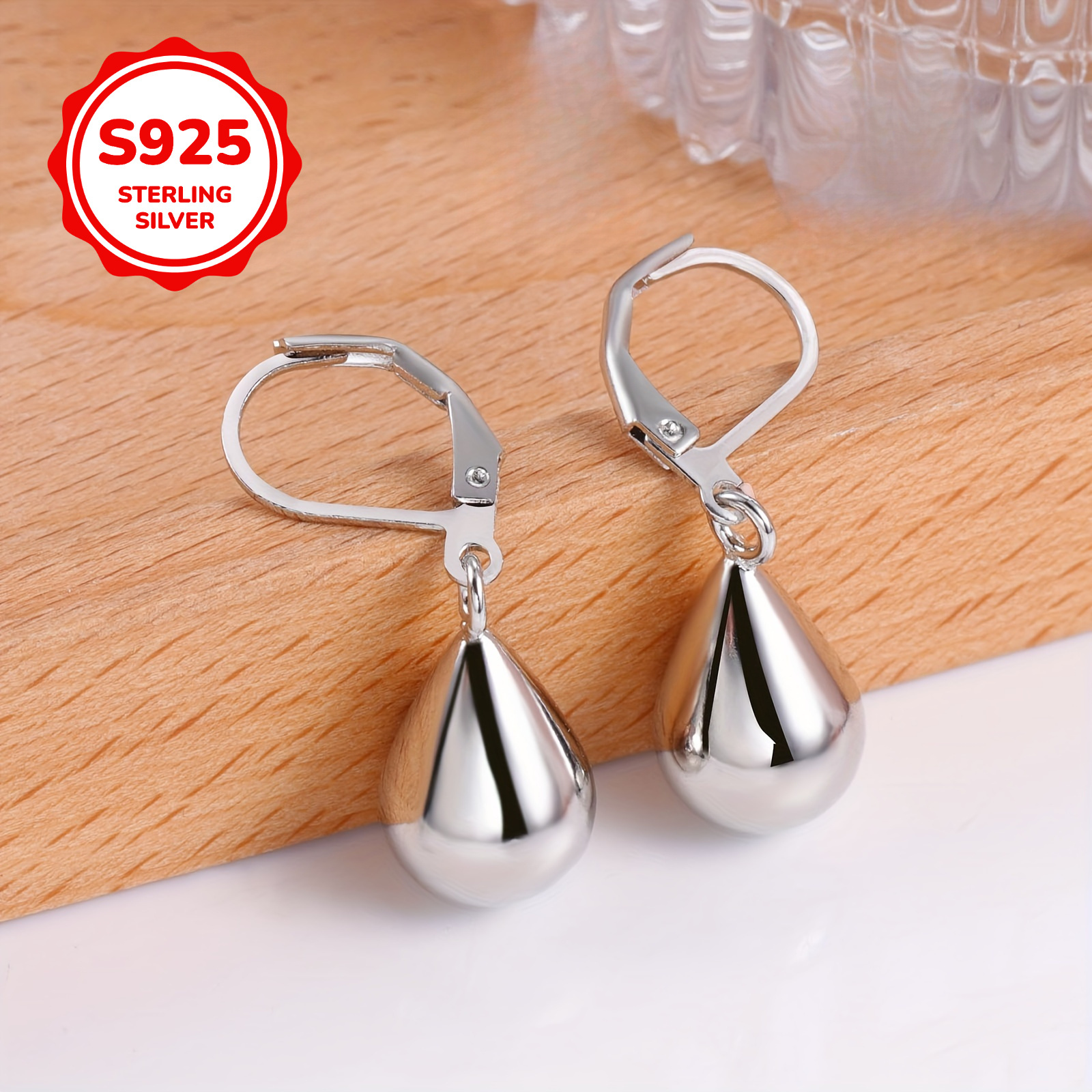 

925 Pure Silvery Water Drop Earrings, Hypoallergenic Water Drop Pendant Earrings, Women's Fashion And Exquisite Jewelry, Suitable For And Special Occasions