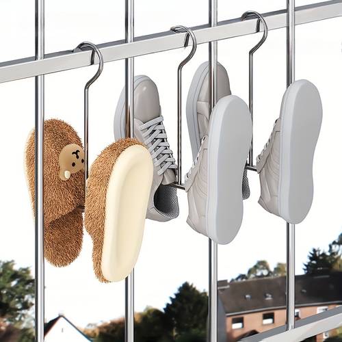 1pc Durable Stainless Steel Shoe Rack Hanger - Space-Saving Metal Storage Hook for Coats, Hats & Slippers, Perfect for Indoor & Outdoor Use, Entryway Organizer | Sleek Metal Design | Stainless Steel Construction, Shoe Storage Organizer, Hanging Shoe Organizers