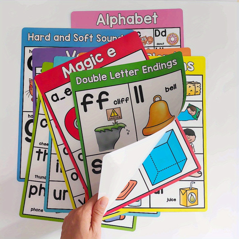 10pcs Lachilly Phonics Learning Posters - A4 Size, Colorful Visual Aids for Vowel Teams, Blends, Diagraphs & More - Ideal for English Teaching & Home Schooling, Home Schooling Supplies | Visual Learning Tools | Durable Paper Quality
