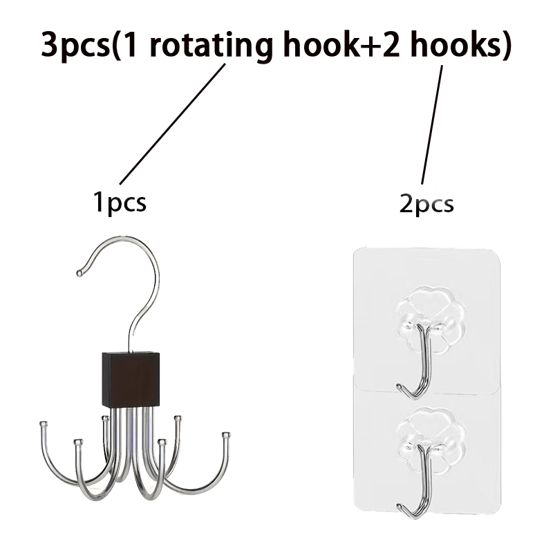 Image of 3pcs(1rotating 2hooks)belt Rack, Closet Storage And Organization, Belt Storage, Space- Rack, Rotating Belt Rack, Multifunctional Belt Rack, Closet Belt And , Stainless Steel Belt Organizer
