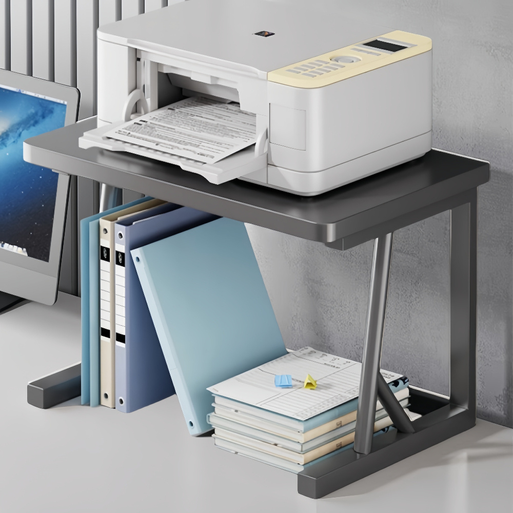 2-Tier Desktop Printer Stand With 2 Fabric Drawers, Prtiner Table With Storage Shelf, Desk Organizer For Home Office,3d Printer,fax Machine,scanner (black, 2 Tier) P 225029384