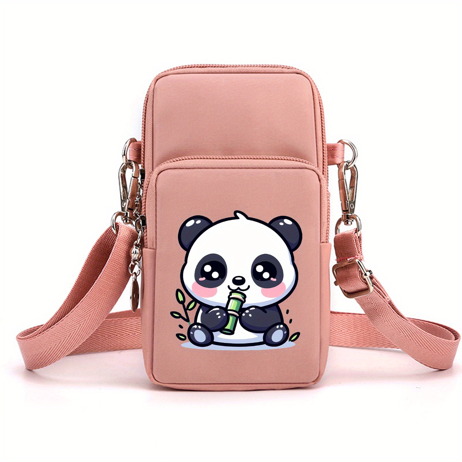 TEMU Sac bandoulière à imprimé panda - Sac à bandoulière multi-poches avec prise casque, sangle réglable, organisateur compact pour quotidiens