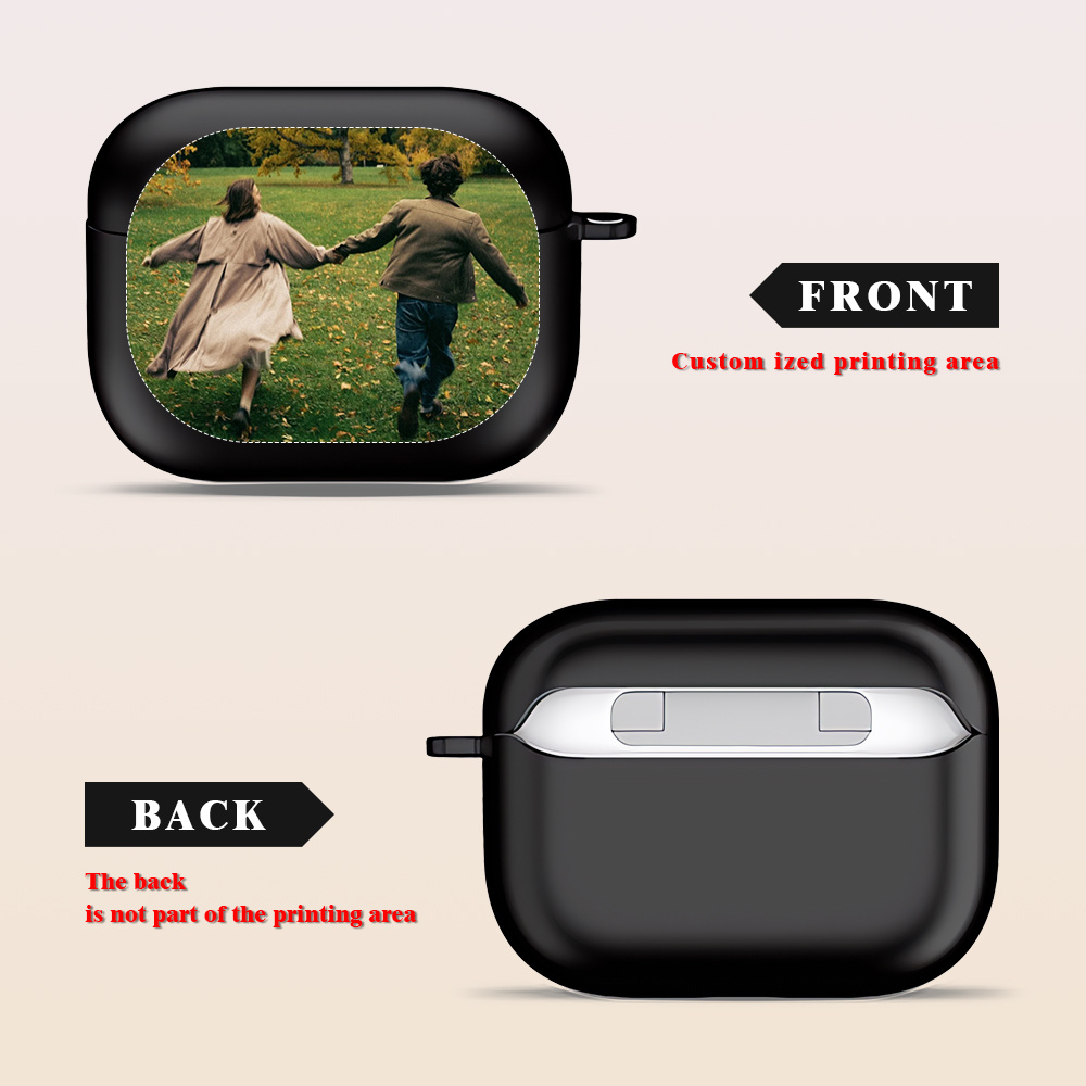 TEMU Diy Custom Photo Print Black Soft Earphone Case For Airpods 3/4/airpods Pro/2/3 Personalized Tup Fashion Portable Wireless Earbuds Pouch