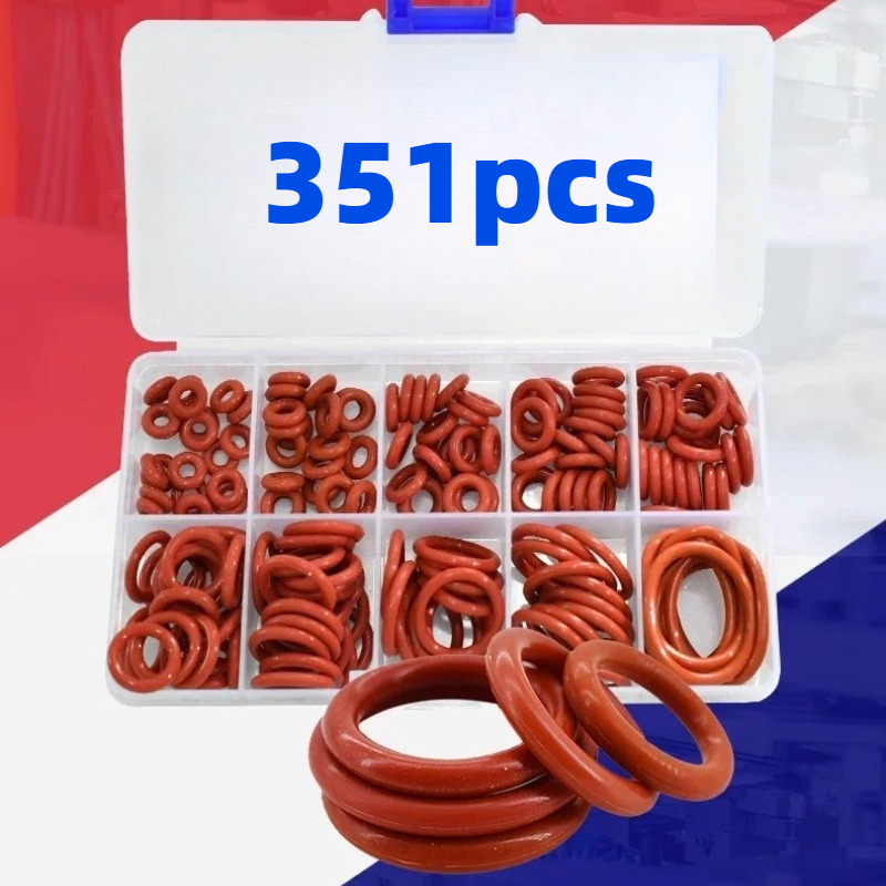 TEMU 351 joints toriques, joints d'étanchéité en silicone rouge, kit d'étanchéité O-Ring, joints toriques résistants à l'huile, joint torique en