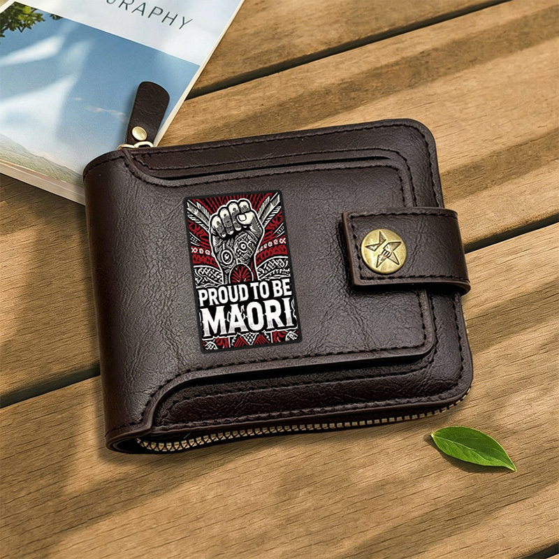 TEMU Maori Pride Large Capacity Vintage Zipper Wallet With Multi-card Slots And Zipper Closure, Suitable For Storing Cash, Keys, Id, And License,