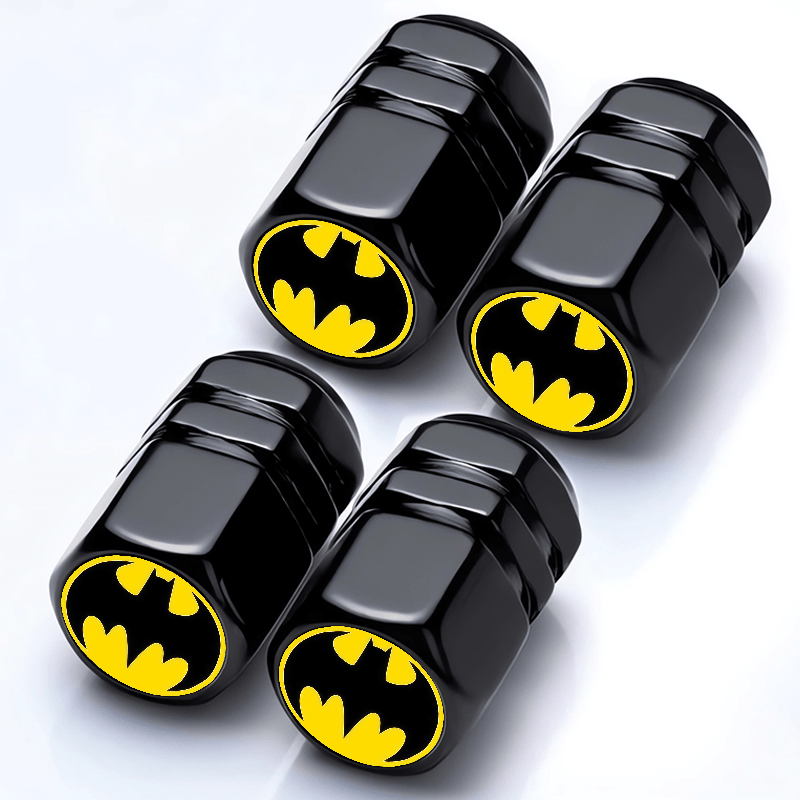 TEMU de válvula de neumático WB Batman, 4 piezas, tapas de metal de acero inoxidable a prueba de fugas, aptas para coches, motocicletas, bicicletas,