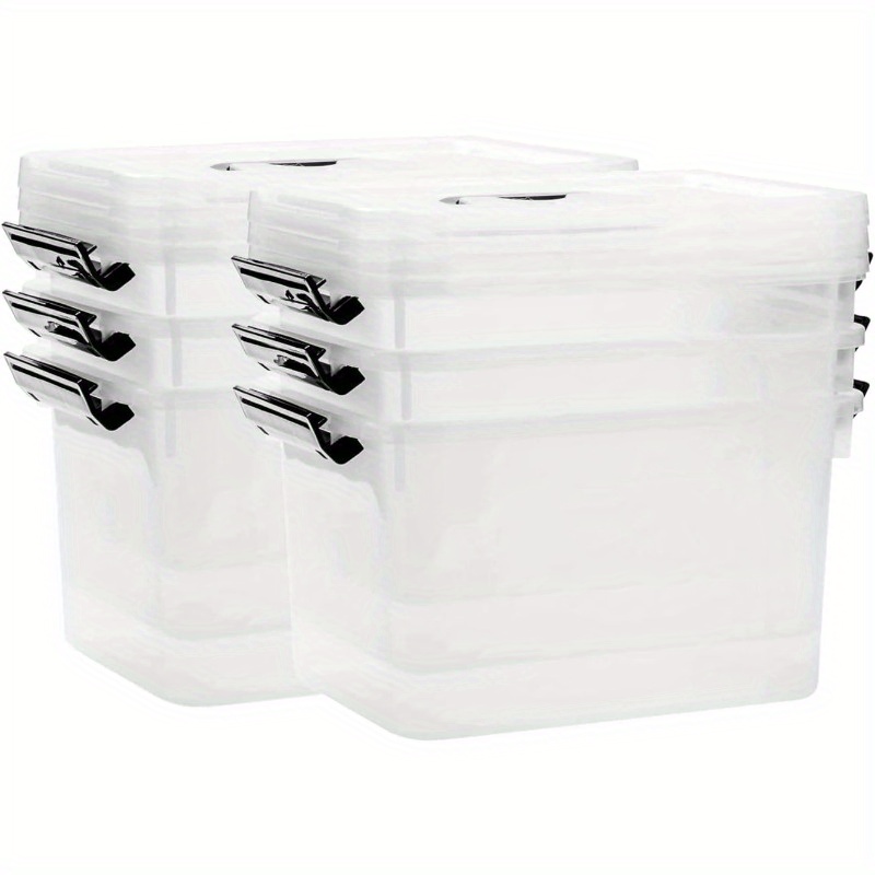 6pcs Stackable Plastic Storage Boxes with Lids