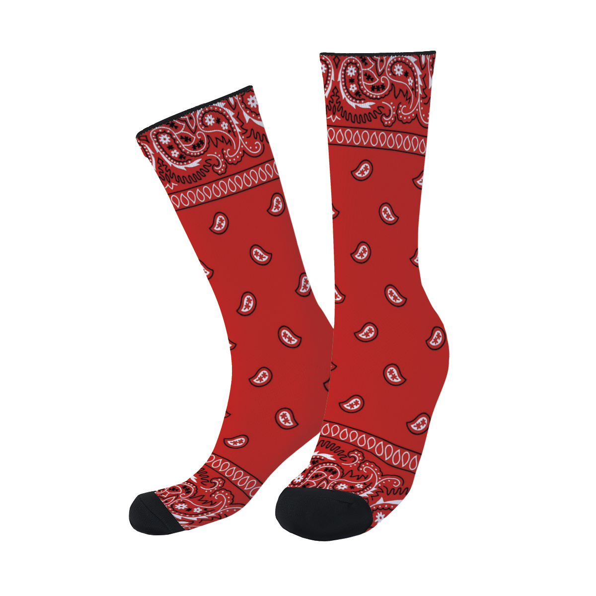 

Men's Paisley Pattern Crew Socks - 95% Polyester, 5% Spandex Knit Fabric, Machine Washable, Breathable Mesh, High Elasticity For Sports & Casual Wear, Unisex Hip-hop Style