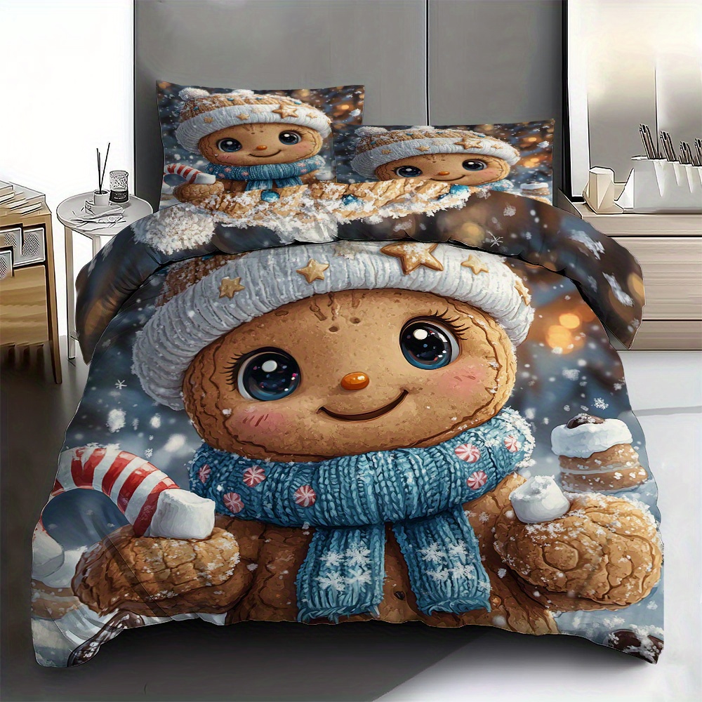 

3pcs Christmas For Man Bedding Set - Polyester Duvet Cover & Pillowcases, , - For &