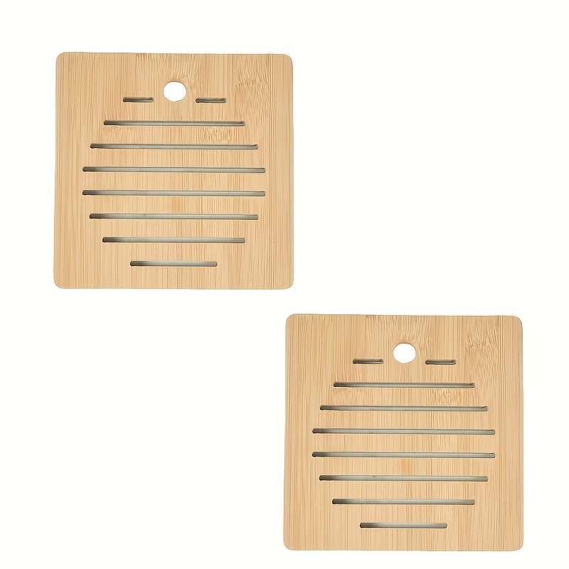 TEMU 2pcs Set Of Kitchen Heat Insulation Mats, Heating Pads, Heat Insulation Pads, Kitchen Tripod Pad Set, Coasters, Wooden Heat-resistant Stands For