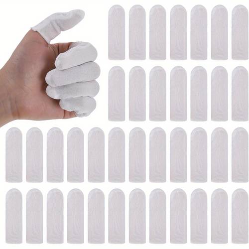100 count finger cots white finger toe sleeves cloth finger covers protective cushion comfortable and breathable thumb protector for men women