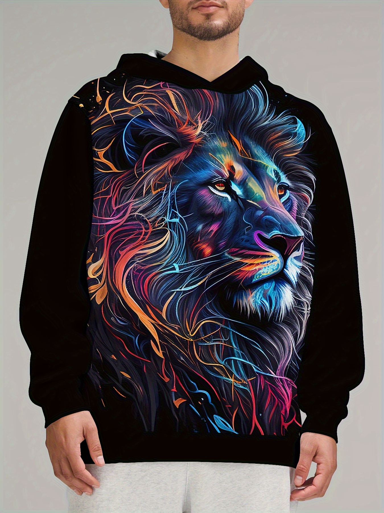 Sudadera Con Capucha De León Para Hobre Sudadera Capucha Estapado