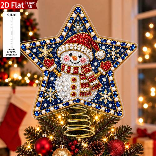 item picture 2d flat 2d flat 2d flat 1 set christmas star tree topper acrylic christmas tree topper star snowman red hat scarf heart blue with stand holiday gift