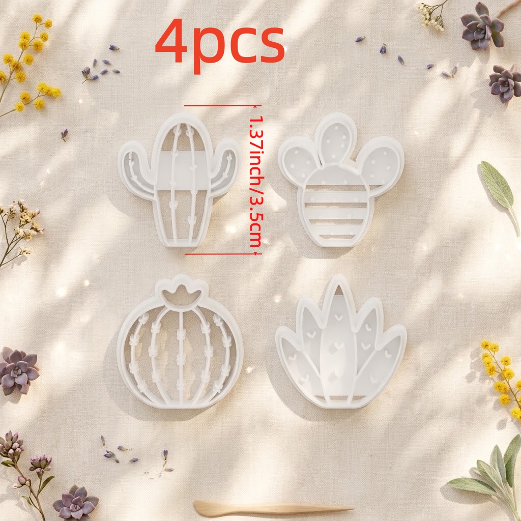 TEMU 4 pezzi Stampini per Cactus in Pasta Polimerica, Stampine Natalizie per Pasta, Stampini per Cactus Natalizi in Pasta, Utensili per Creazione di