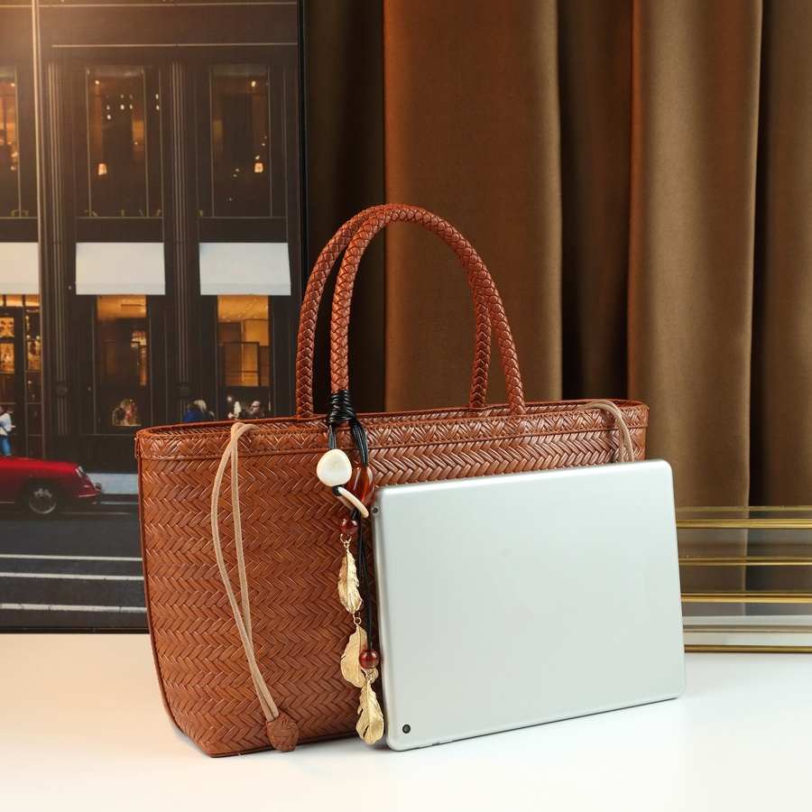 Coffee Brown Large Tote Bag side profile