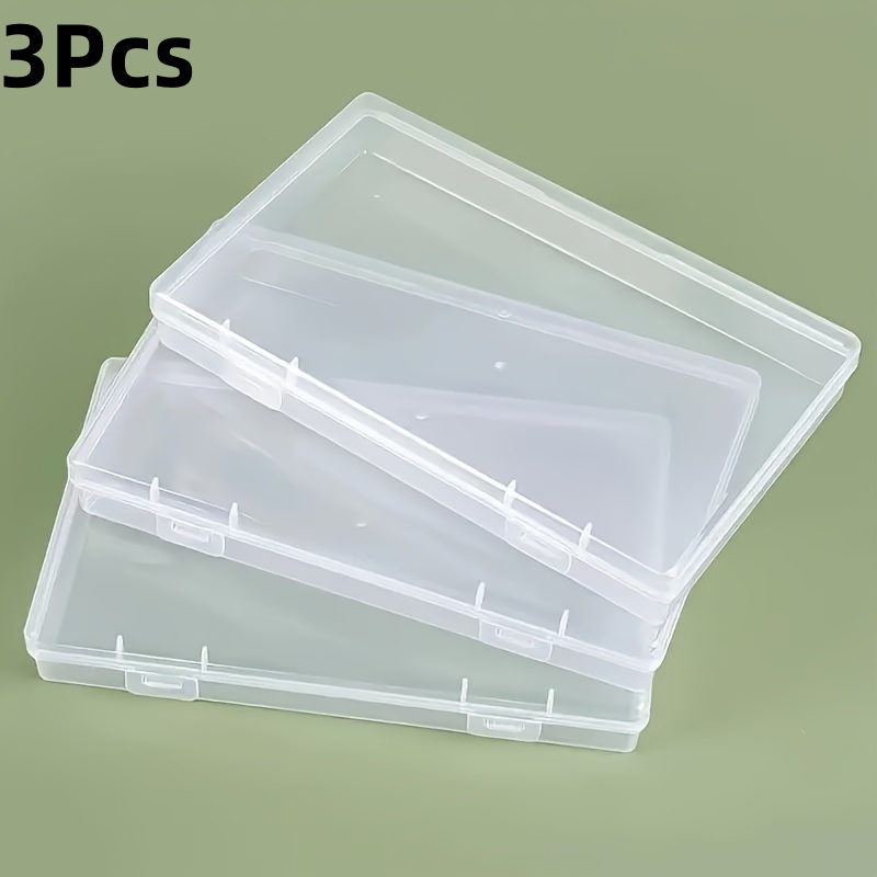 Image of 3pcs Transparent Plastic Storage Box With Lid- Suitable For Organizing Documents, Letters, Magazines, Cards, And Scrapbooks- Perfect For Office, Classroom, Dormitory, And Home Use