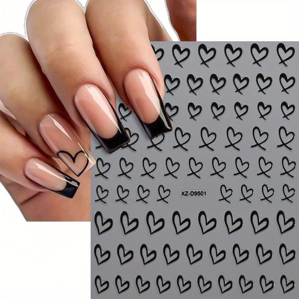 8pcs lines love heart nail stickers 3d irregular red - Temu Oman