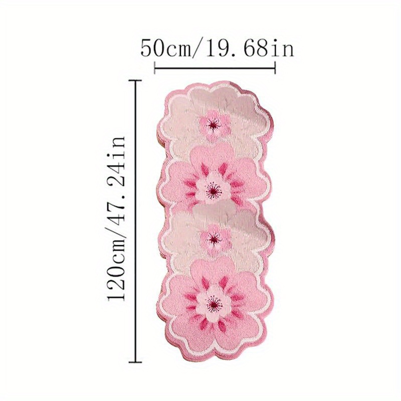 TEMU Faux Cashmere 1000g X 10mm Pink Cherry Bedside Rug Irregular Room Plush Carpet Ins Cream Style Living Room Mat Fluffy Soft Bedroom Decor Carpet