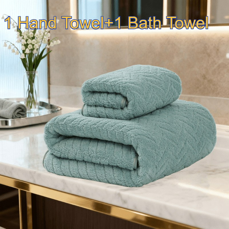 TEMU Ensemble de 2 serviettes - Serviettes de bain à séchage rapide en microfibre, très absorbantes et légères, pour salle de bain, spa, hôtel -