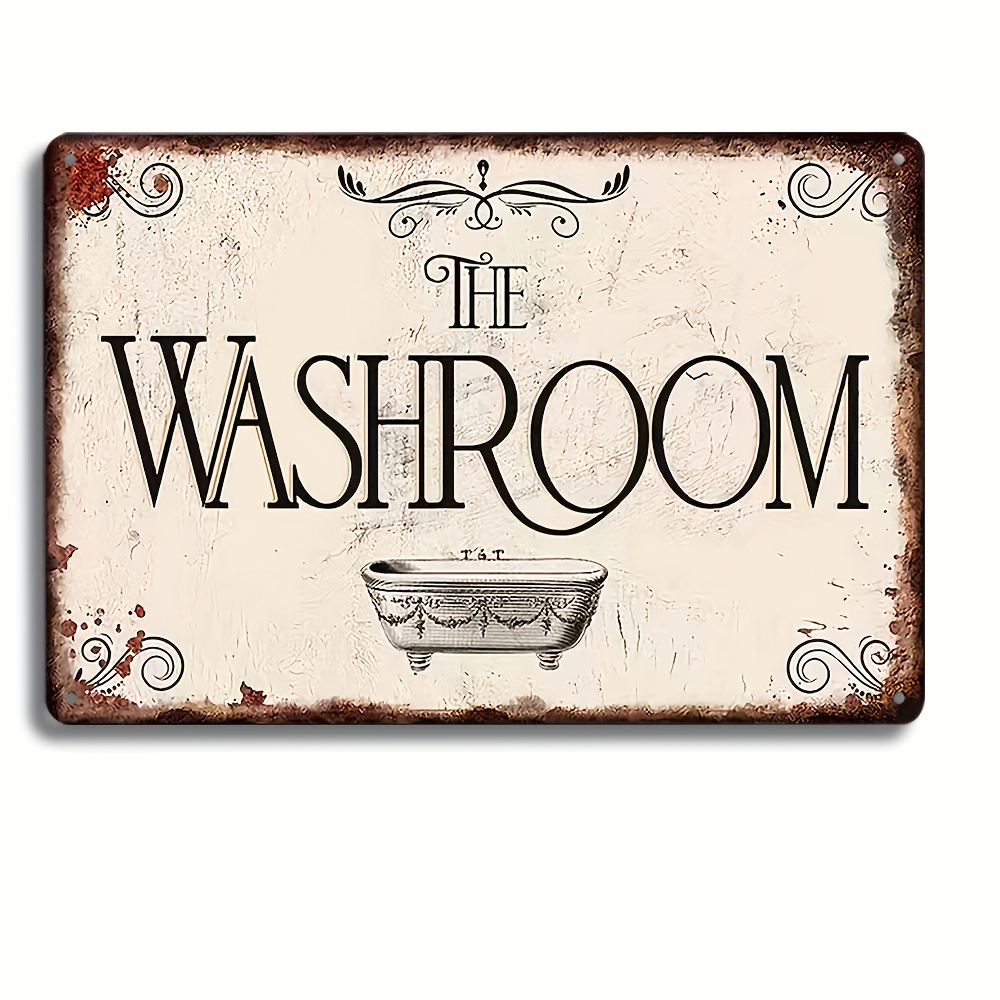 

" Bathtub Metal For Bathroom Decor- 12x8" Washroom , Tin For Restroom Or , & Signage